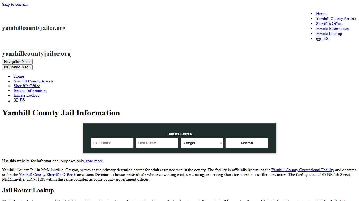 Yamhill County, OR Jail Roster, Inmate Info